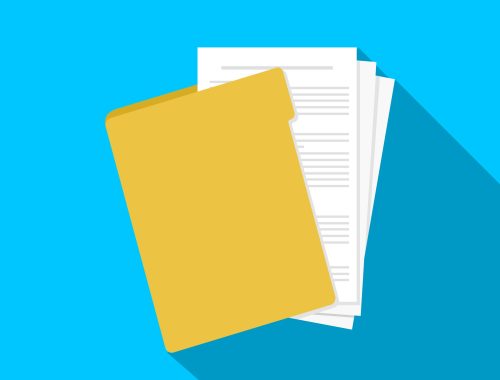 Document Folder Flat Icon Long Shadow Vector Illustration
